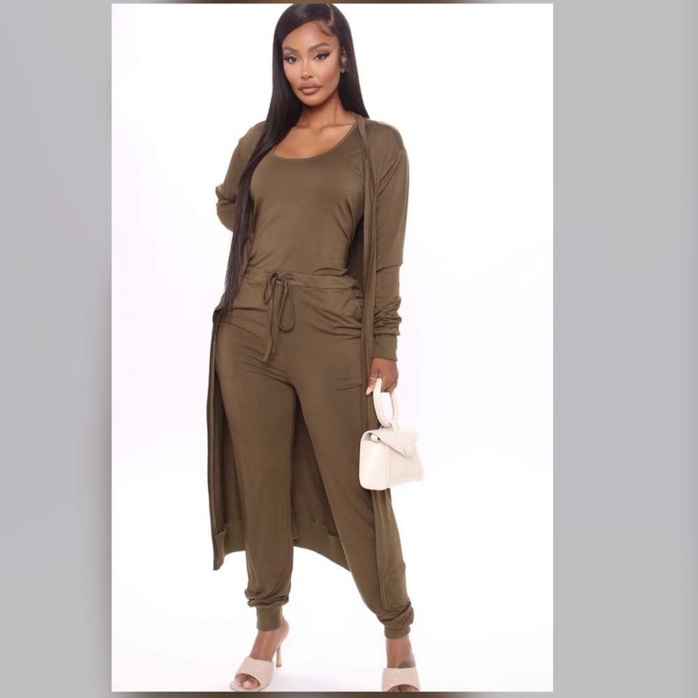 Olive Jumpsuit with Duster